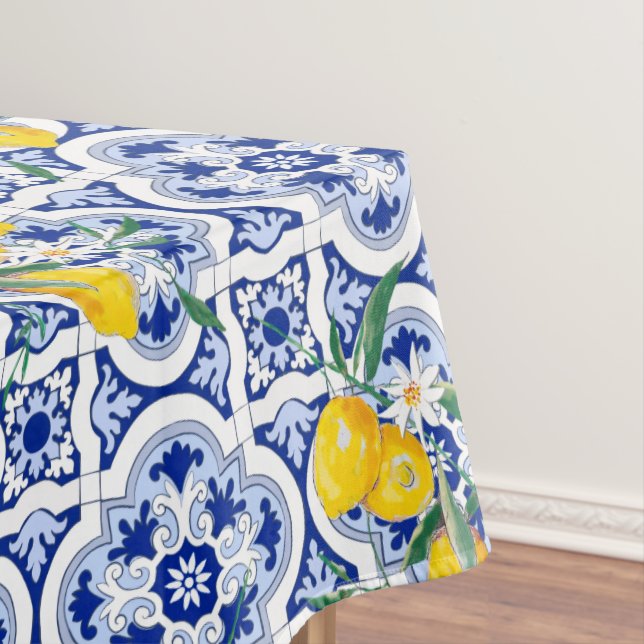 Portuguese tiles,lemons,fruits,summer art     tablecloth (In Situ)