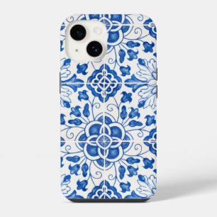 Portuguese Tiles Mediterranean Blue Floral iPhone 14 Case
