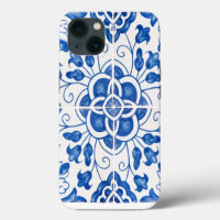 Portuguese Tiles Mediterranean Blue Floral