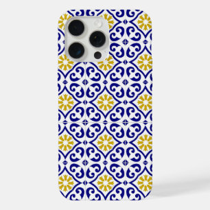Portuguese Tiles Mediterranean Blue Floral iPhone 15 Pro Max Case