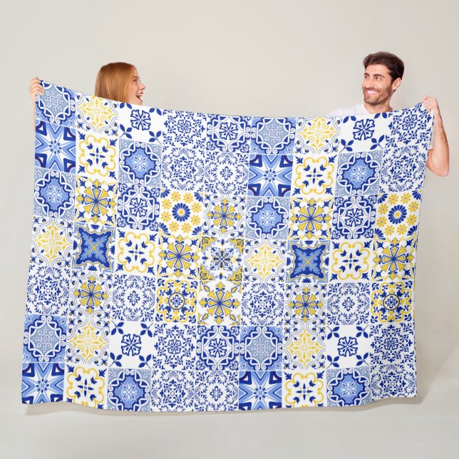 Portuguese Tiles Pattern  Fleece Blanket (In Situ)
