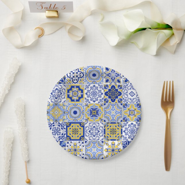 Portuguese Tiles Pattern  Paper Plate (Wedding)