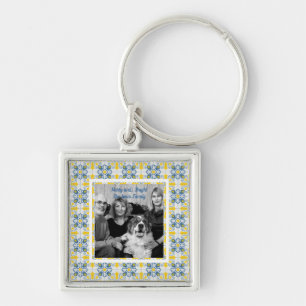 Portuguese Tiles Photo frame for family Christmas Keychain