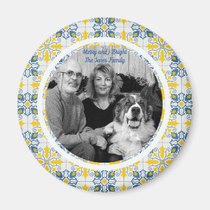 Portuguese Tiles Photo frame for family Christmas Magnet