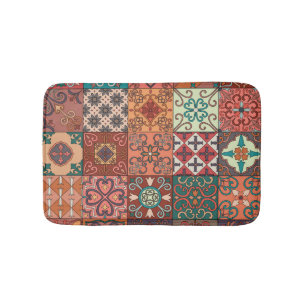 Portuguese Tiles: Talavera Style Azulejo. Bath Mat