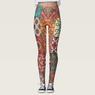 Portuguese Tiles: Talavera Style Azulejo. Leggings