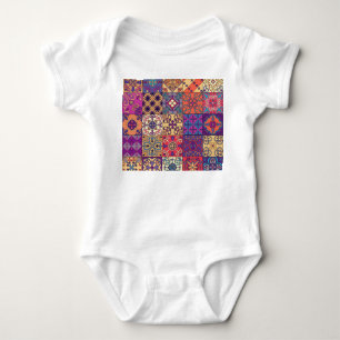 Portuguese Tiles Talavera Style Pattern Baby Bodysuit