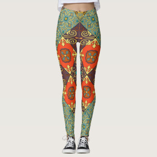 Portuguese Tiles Talavera Style Pattern Leggings