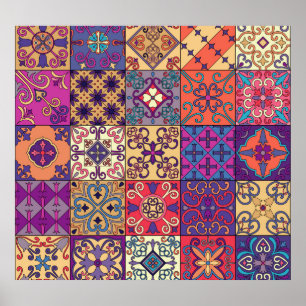 Portuguese Tiles Talavera Style Pattern Poster