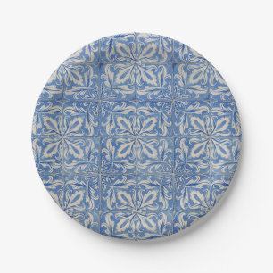 Portuguese Tiles Vintage Azulejos Blue White  Paper Plate