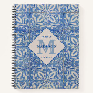 Portuguese Tiles Vintage Blue White Family Recipes Notebook