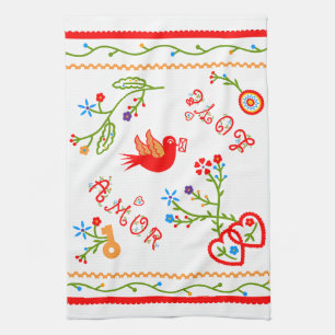 Portuguese valentine's love handkerchiefs  kitchen towel