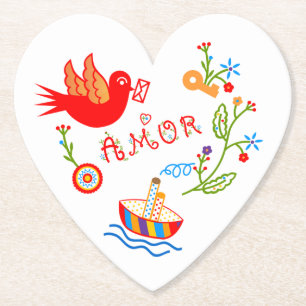 Portuguese valentine's love handkerchiefs  paper coaster