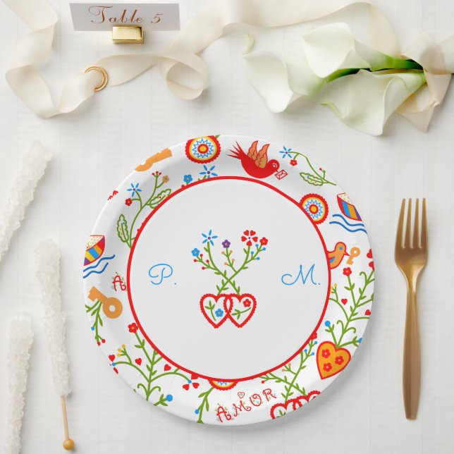 Portuguese valentine's love handkerchiefs  paper plate (Wedding)