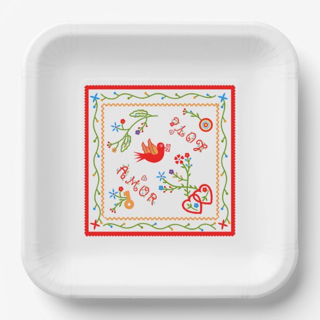 Portuguese valentine's love handkerchiefs  paper plate (Front)