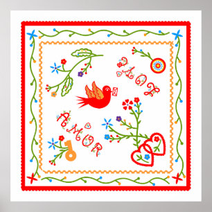 Portuguese valentine's love handkerchiefs poster