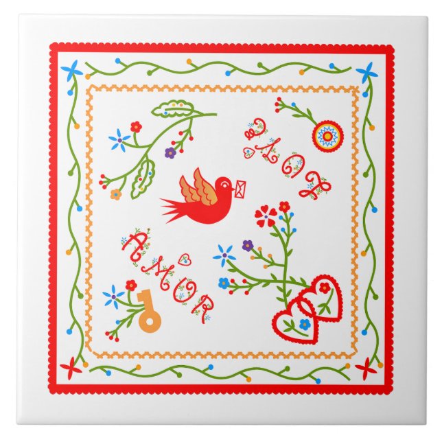 Portuguese valentine's love handkerchiefs  tile (Front)