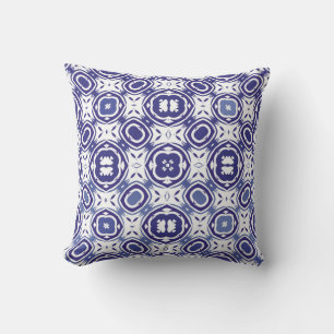 Portuguese vintage azulejo tiles. Minimal design.  Throw Pillow