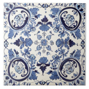 Portuguese Vintage Blue And White Tile