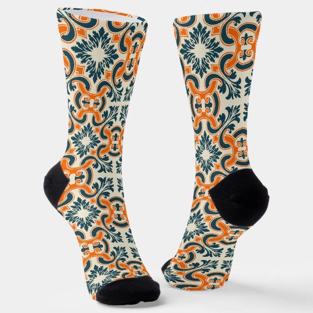 Portuguese vintage tile socks (Angled)
