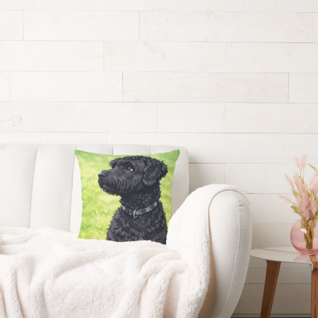 Portuguese Water Dog Anime Throw Pillow (Couch)