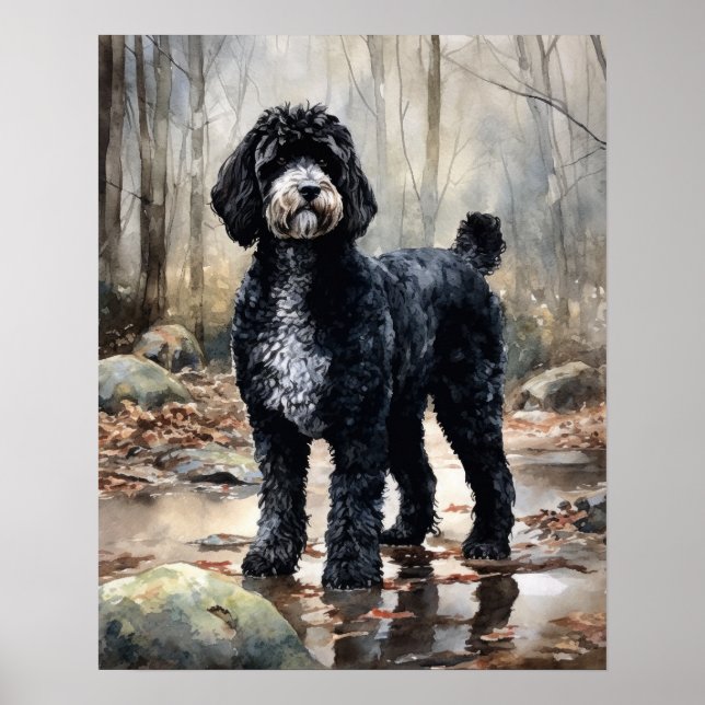 Portuguese Water Dog Art Print Poster (Front)