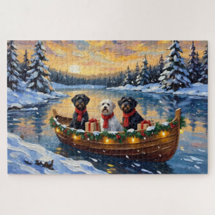 Portuguese Water Dog Christmas Boat Holiday Jigsaw Puzzle