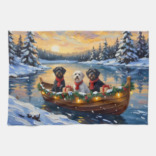 Portuguese Water Dog Christmas Boat Holiday Kitchen Towel