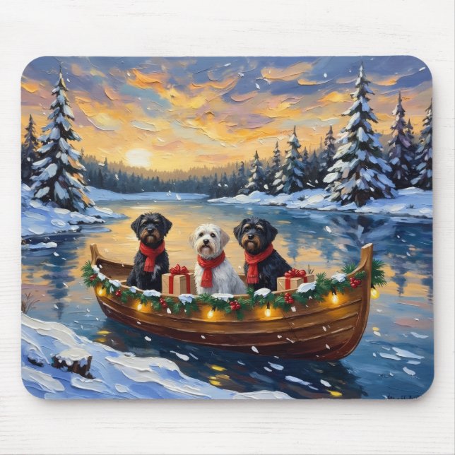 Portuguese Water Dog Christmas Boat Holiday Mouse Pad (Front)