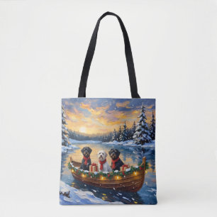 Portuguese Water Dog Christmas Boat Holiday Tote Bag