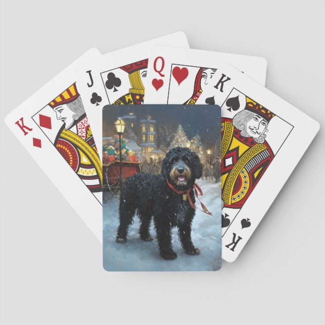 Portuguese Water Dog Christmas Festive Season Playing Cards (Back)