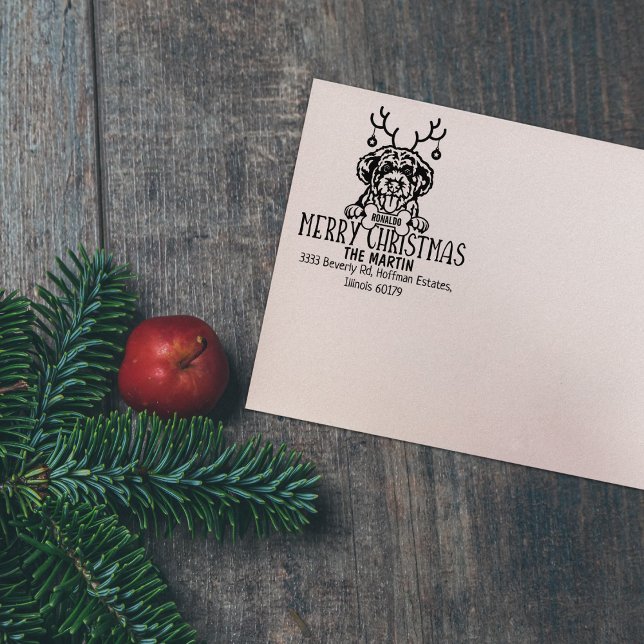 Portuguese Water Dog Christmas Return Address  Rubber Stamp (Creator Uploaded)