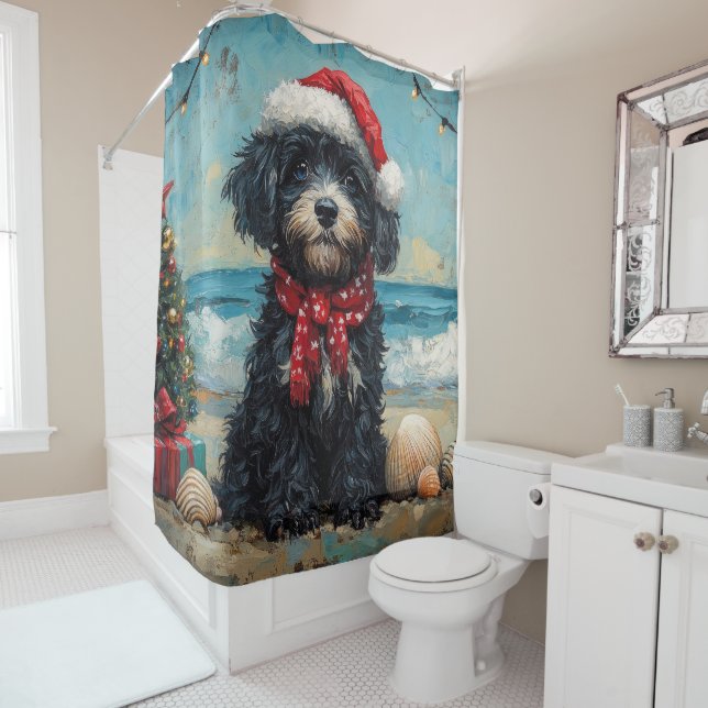Portuguese Water Dog Christmas Vintage Beach (In Situ)