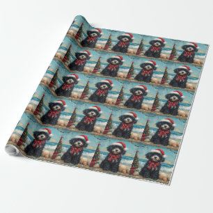 Portuguese Water Dog Christmas Vintage Beach Wrapping Paper