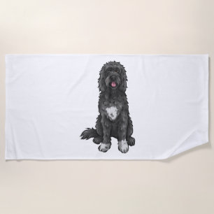 Portuguese Water Dog  Cute Dog Art  Beach Towel