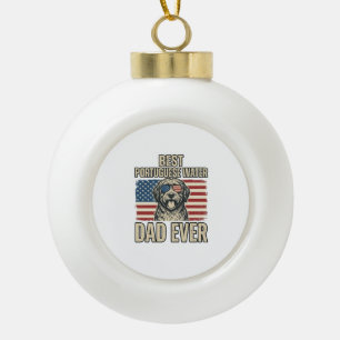 Portuguese Water Dog Dad Patriotic Vintage Ceramic Ball Christmas Ornament