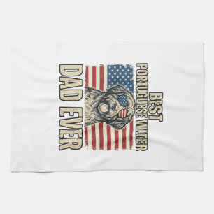Portuguese Water Dog Dad Patriotic Vintage Kitchen Towel