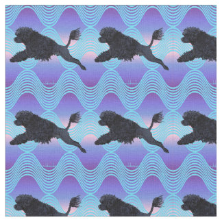 Portuguese Water Dog Diving Lion Waves P Fabric