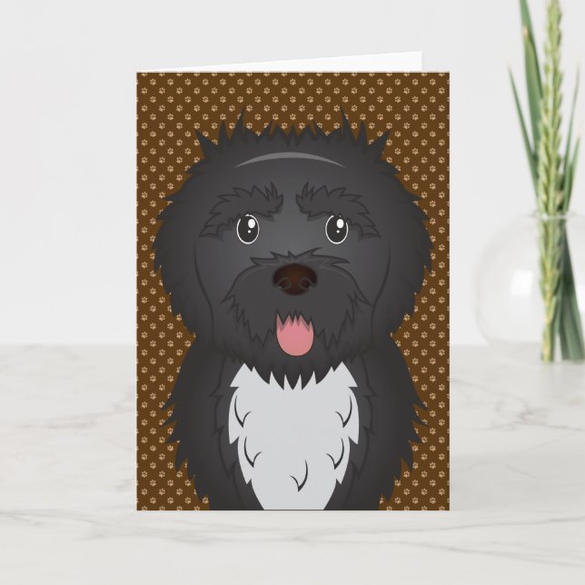 Portuguese Water Dog Dog Cartoon Paws Card (Front)