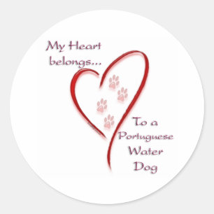 Portuguese Water Dog Heart Belongs Classic Round Sticker