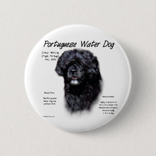 Portuguese Water Dog History Design 2 Inch Round Button