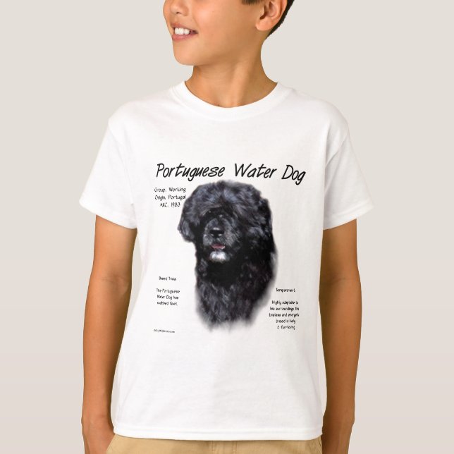 Portuguese Water Dog History Design T-Shirt (Front)