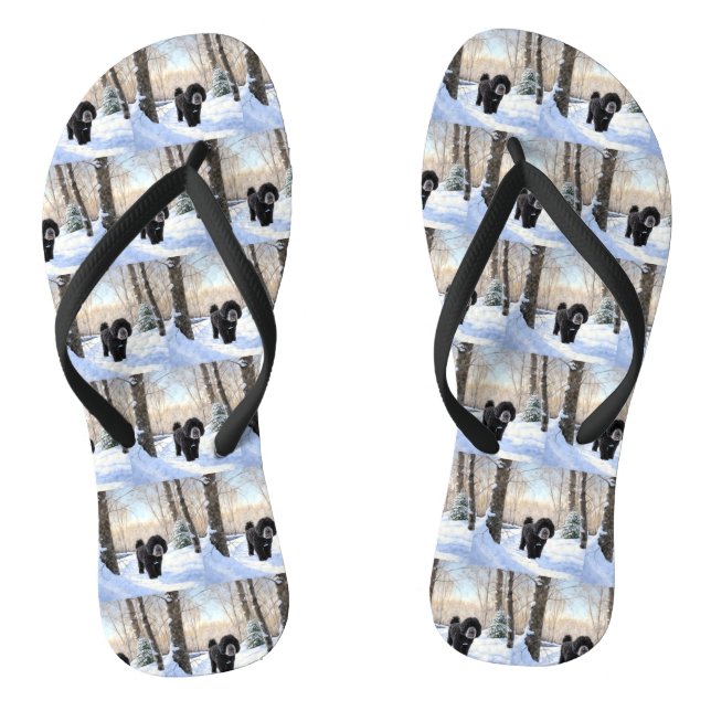 Portuguese Water Dog Let It Snow Christmas Flip Flops (Footbed)