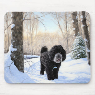 Portuguese Water Dog Let It Snow Christmas Mouse Pad