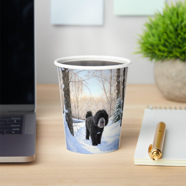 Portuguese Water Dog Let It Snow Christmas Paper Cups (Insitu)