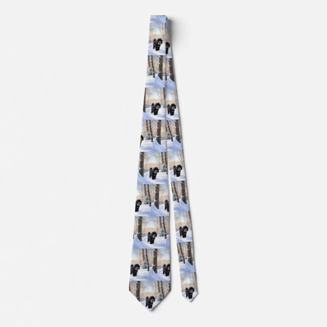 Portuguese Water Dog Let It Snow Christmas Tie (Front)