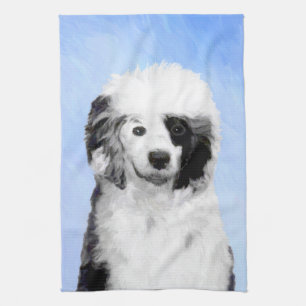 Portuguese Water Dog Painting - Original Dog Art Kitchen Towel