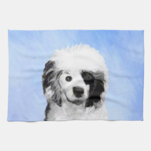 Portuguese Water Dog Painting - Original Dog Art Kitchen Towel