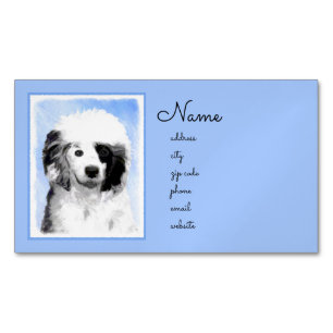 Portuguese Water Dog Painting - Original Dog Art Magnetic Business Card