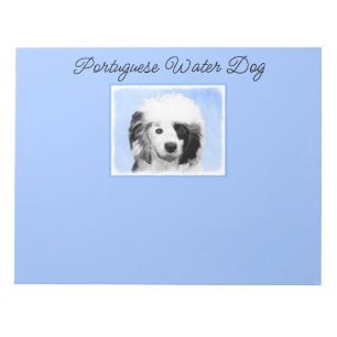 Portuguese Water Dog Painting - Original Dog Art N Notepad